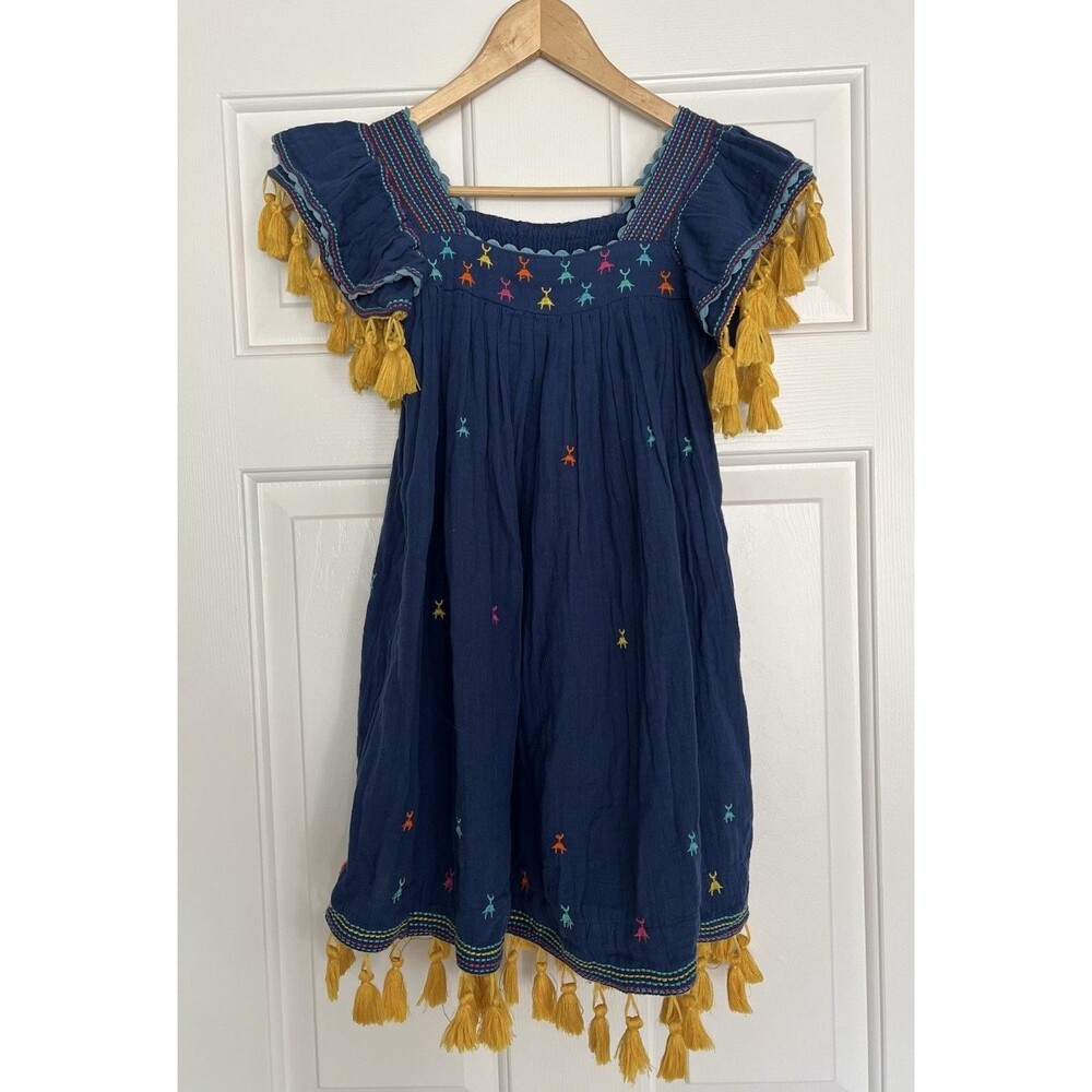 Mer St Barth Girls Dress Blue Tassels Size 10 NWT